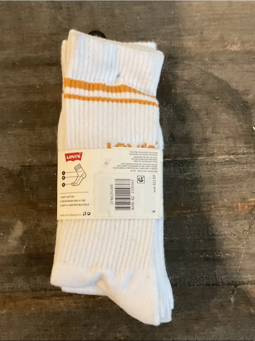 Levi's White Short Cut Socks with Mint Stripe - 3 Pack